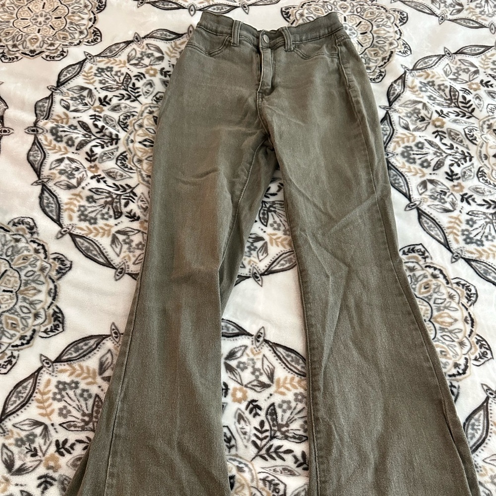 Stylish Flared Olive Jeans